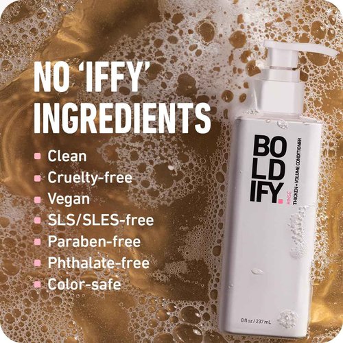 Boldify Shampoo Conditioner Bundle: Natural Hair Retention & Anti Hair Loss Formula - Vitamin Enriched for Thicker, Fuller Hair Instantly - Cruelty & Sulfate Free