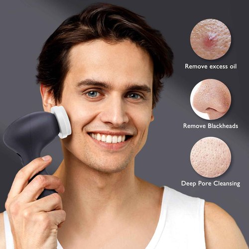 COSLUS Facial Cleansing Brush Silicone Face Scrubber: 7 in 1 FBS-D Electric Exfoliating Rotating Massage Device Waterproof Deep Cleaning Exfoliation Spa Machine - Electronic Skin Care Wash System