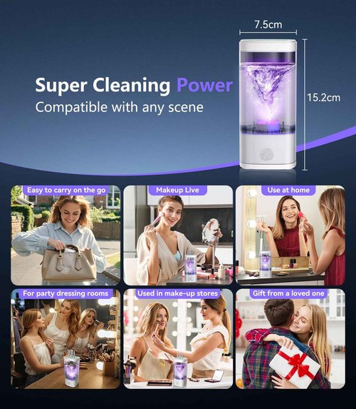 3.0 Upgrade Make Up Brush Cleaner Cosmetic【Industry NO.1-12x Cleaning Power】【SGS Certified - 0 Dust】 MakeupBrushes Cleaner Suitable for all Brush，Circuit Upgrade Make Up Brush Cleaner XDWHITE