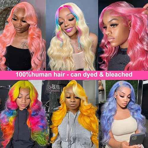 613 Lace Front Wig Human Hair, 28inch 13x6 Blonde Lace Front Wigs Human Hair, 613 Body Wave HD Transparent Lace Frontal Wig, 180% Density Blonde Wig Human Hair Pre Plucked with Baby Hair
