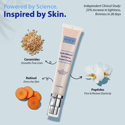 Dr. Denese HydroShield Dream Cream 1.7 oz – Advanced Moisturizer with Ceramides, Retinol and Peptides for Smooth Radiant Skin, Improved Elasticity and Deep Hydration – Doctor Developed, Cruelty Free