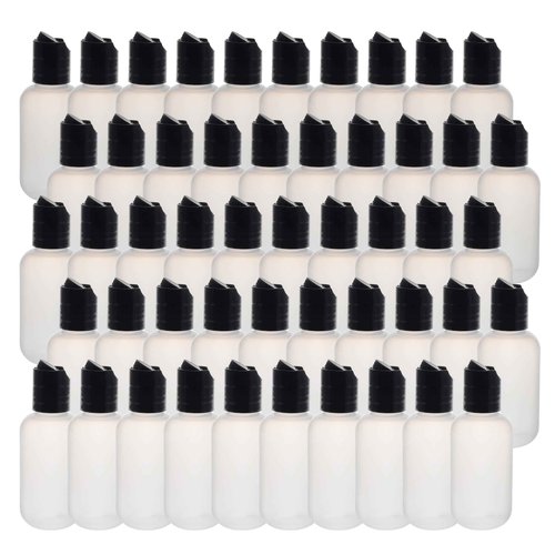 BodyMed 50 Pcs 2 oz. Clear Plastic Dispenser Bottles with Caps - LDPE Pliable Material & Leak Proof - Refillable, Mini Squeeze Bottles for Shampoo, Lotion, Essential Oils