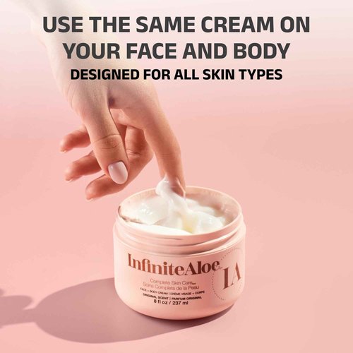 InfiniteAloe Complete Skin Care, Aloe Vera Powered Face and Body Cream for All Skin Types, Dry Skin Everyday Hero, Original Scent - Small Jar 2 oz