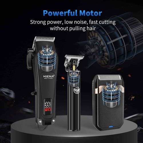 HIENA PRO Professional Hair Clipper Set & Trimmer Kit for Men, Cordless Barber Clippers, Electric Beard Trimmer Foil Shaver & Men's Facial Grooming Tool Kit, Gifts for Men (267+003A+814)