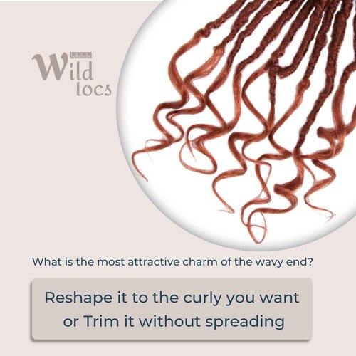 Niseyo Wild Locs 30 Inch Distressed New Faux Locs with Curly Ends 8 Packs Long Soft Pre-looped Goddess Crochet Hair (350#, Ginger Red)