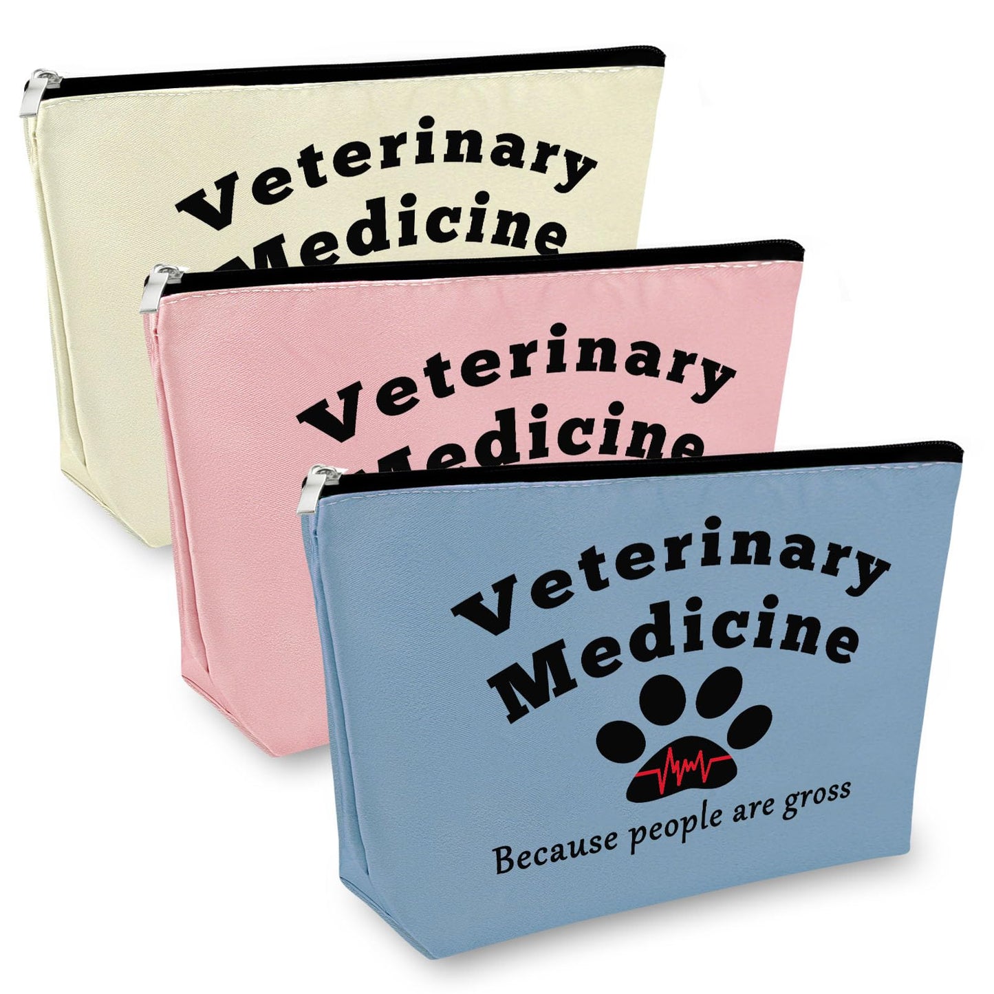 3Pcs Vet Tech Gift Veterinarian Appreciation Gifts Makeup Bag Vet Student Gift Cosmetic Bag Veterinary Medicine Gift for Women Veterinary Technician Gift Animal Rescue Gift Thanksgiving Christmas Gift