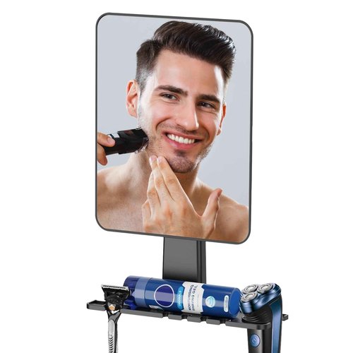 Jobsonslates Shower Mirror Fogless for Shaving, Fogless Mirror for Shower with Razor Holder, NO-Drilling & Removable, Shatterproof & Waterproof with 2 Adhesive Hooks