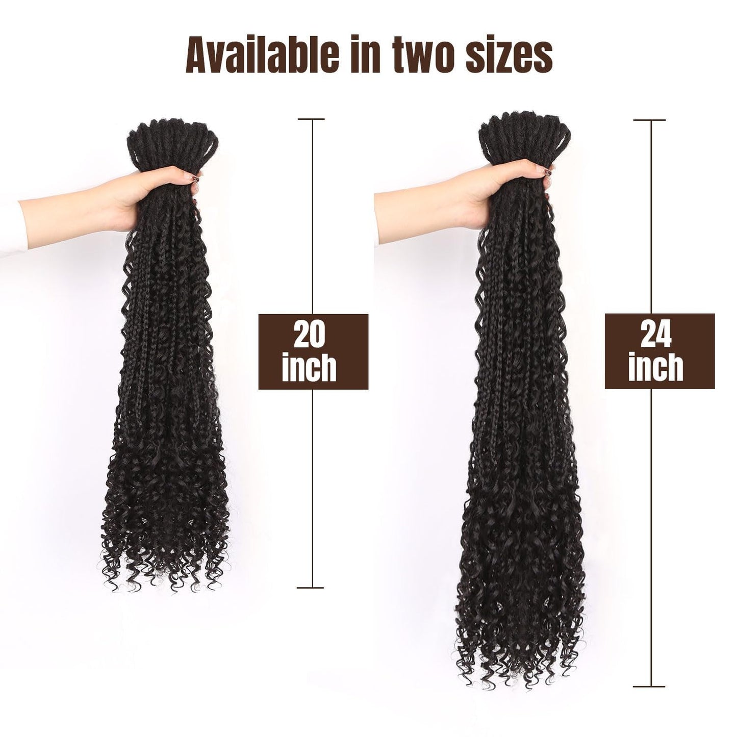 WIGNEE 24 Inches 20 Strands Double Ended Dreadlock Extensions Synthetic Braid in Dreadlock Extensions Curly Dreads Extensions for White Women (24 Inch, 1B)