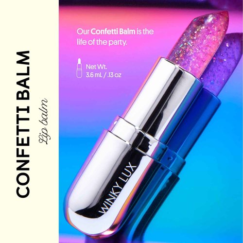 Winky Lux Lavender Glitter Confetti Balm & Rosé Glimmer Balm Duo – Nourishing pH Lip Balms with Color Changing Pink Tint, Hydrating Formula Softens Lips