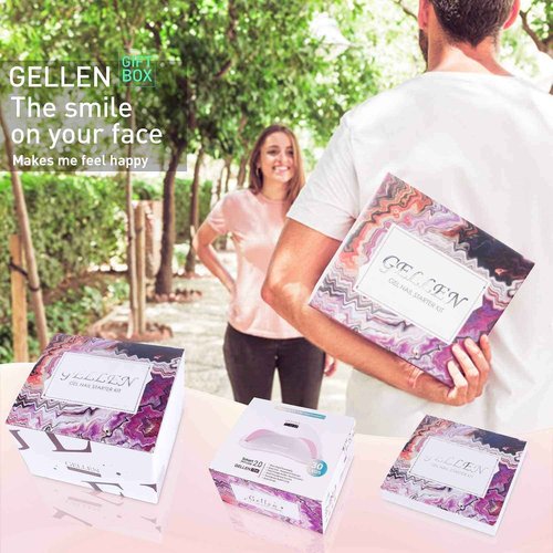 Gellen Gel Nail Polish Kit with Nail Light 72W Nail Dryer, 12 Gel Nail Polish Colors, No Wipe Top Base Coat, Nail Art Decorations, Manicure Tools, All-In-One Manicure Kit, Macaron Candy