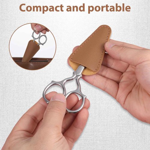 3.9” Stainless Steel Beauty Scissor, Multi-Purpose Eyebrow Scissors, Small Scissors Beauty for Women Men, Precision Grooming Mini Eyebrow Scissor for Hair, Eyebrows, Beards, Nose with PU Sheath