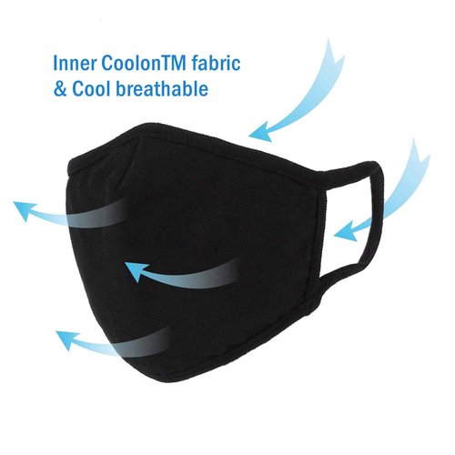 WITHMOONS 3PCS Cotton Face Mouth Mask Cool Mesh Cloth 3 Layers Facial Reusable Washable Nose Bridge Wire Black for Women Men
