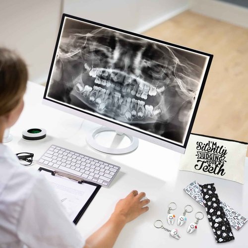 Blushtier 40 Pcs Dental Hygienist Gifts Set Dental Assistant Gift Dentist Appreciation Gifts Include Cosmetic Bags Socks Keychains Headbands Hair Ties Women Patients Dental Assistant Week Accessories