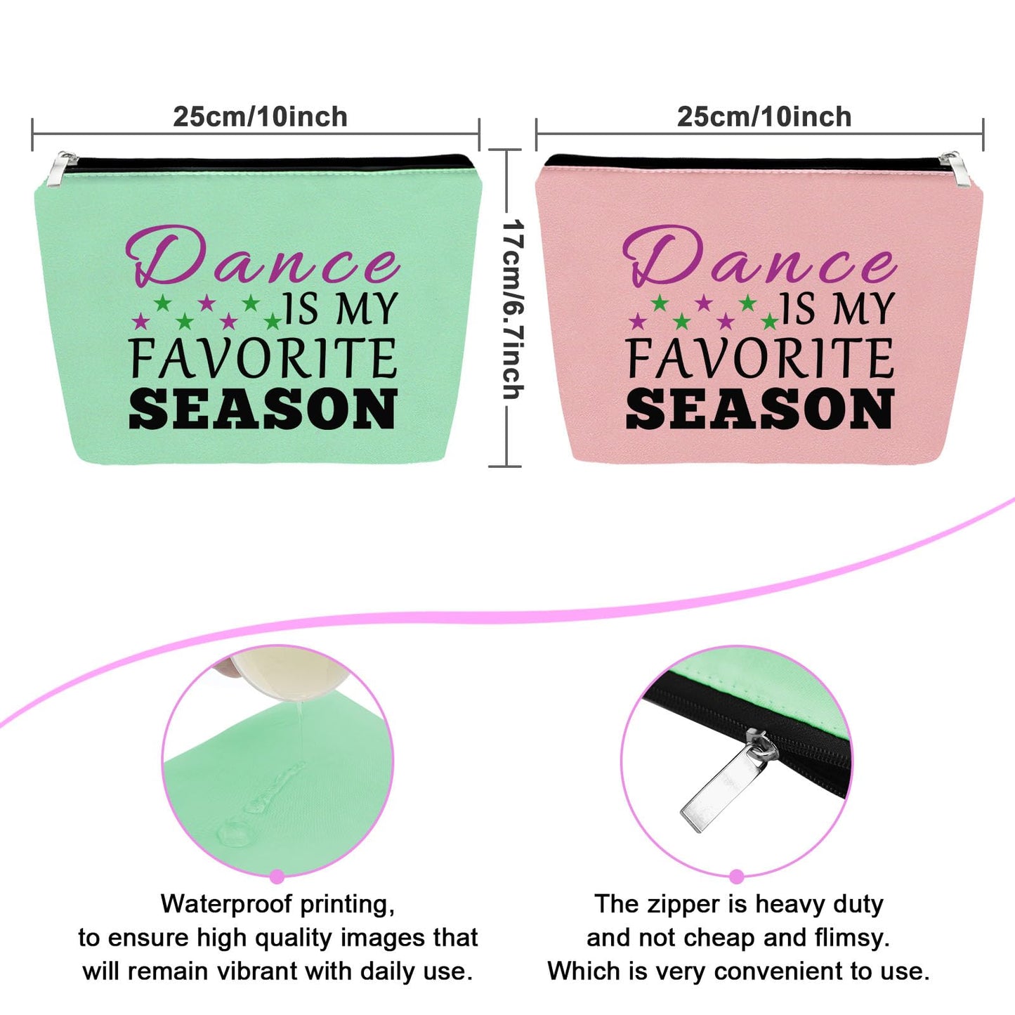 Dance Lover Gift Makeup Bag Dance Teacher Appreciation Gifts Dance Student Gifts Dance Themed Gift Dance Gifts for Women Dance Coach Gift 2PCS Travel Cosmetic Pouch Christmas Birthday Retirement Gift