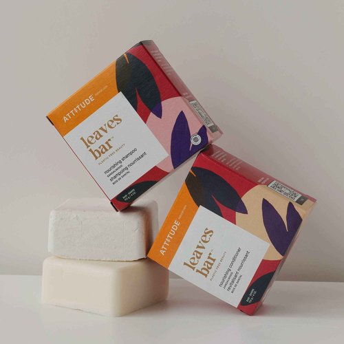 Bundle of ATTITUDE Hair Shampoo and Conditioner Bar, Plastic-free Beauty Care, Vegan and Cruelty-free, Nourishing, Sandalwood, 4 Oz