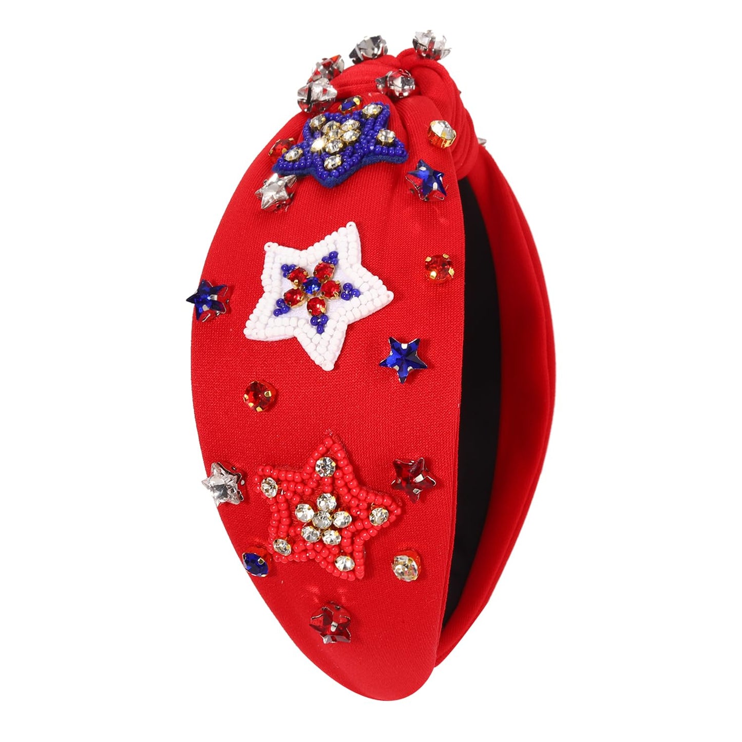 MOLOCH American Flag Headband 4th of July Headband Red White Blue USA Stars Knotted Headband for Women Rhinestone Crystal Patriotic Hairband Party Hair Accessory Stars