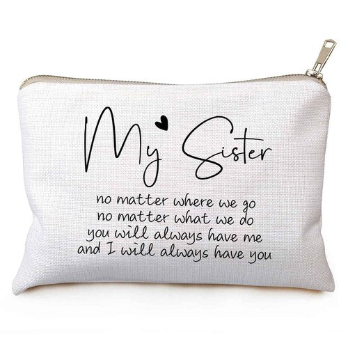 My Sister Makeup Bag Best Friend Gift No Matter Where We Go Graduation Gifts for Her Send Love Moving Away Gift Long Distance Friendship Gift Cosmetic Bag
