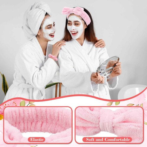 Reallnaive 72 Pcs Spa Sleepover Party Supplies Bachelorette Party Accessories Including Hair Brush Heart-shaped Glasses Mirrors Spa Headband Hair Ties for Bridesmaid Gift Sleepover Favor(Pink)