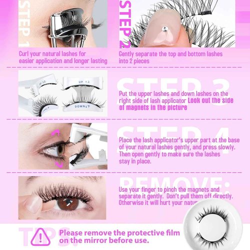 Ginani Magnetic Lashes,Magnetic Eyelashes with Applicator,2025 New Reusable Magnetic Lashes Natural Look No Glue or Liner Needed(Camellia+Devil+Natural)