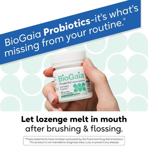 BioGaia Prodentis Fresh Breath | Oral Probiotics + Zinc | Fights Bad Breath & Halitosis | Boosts Fresh Breath | Promotes Healthy Gums & Teeth | Fresh Mint Flavored Dental Probiotic Lozenge