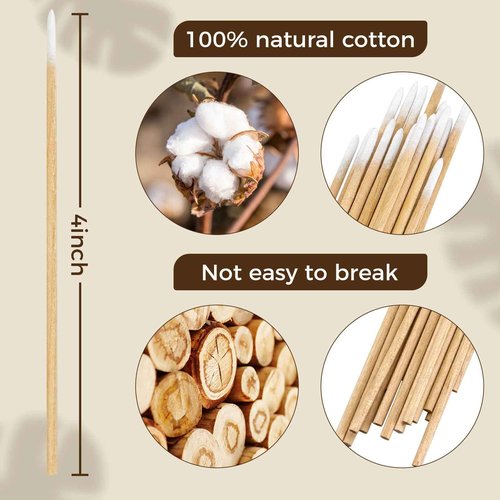 400 PCS Pointed Cotton Swabs in Storage Case - 4" Precision Microblading Cotton Tipped Applicators - Mini Swab Sticks for Makeup, Cosmetic, Eyebrow, Nail, Tattoo Permanent Supplies