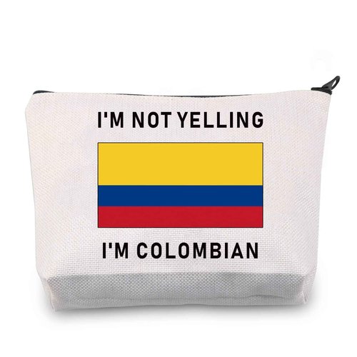 LEVLO Funny Colombia Flag Cosmetic Bags Souvenirs I'm Not Yelling I'm Colombian Makeup Bags Colombian Root Flag Gifts (I'm Colombian)