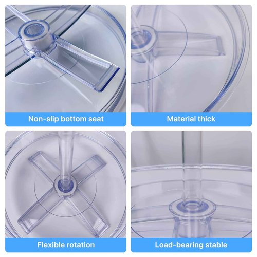 2 Tier Lazy Susan Organizer,9.7 Inch Lazy Susan Turntable for Cabinet,Rotating Spice Rack Organization for Kitchen,Refrigerator, Bathroom, Clear