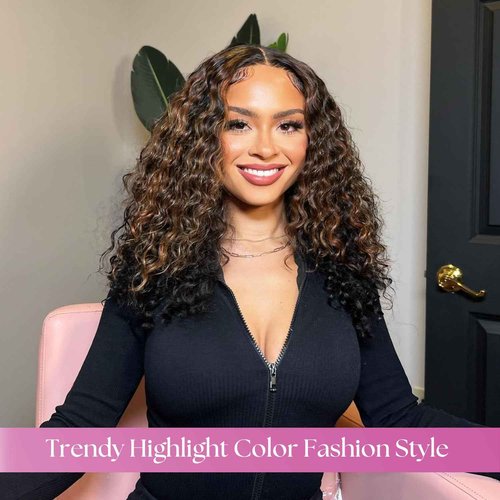 Anmetan Black and Brown Honey Blonde Highlight F1B30 Water Wave Human Hair Ombre Single Bundles, 12A Wet and Wavy Bundles Color Curly 100% Unprocessed Brazilian Virgin Remy Human Hair Soft Thick 12 In