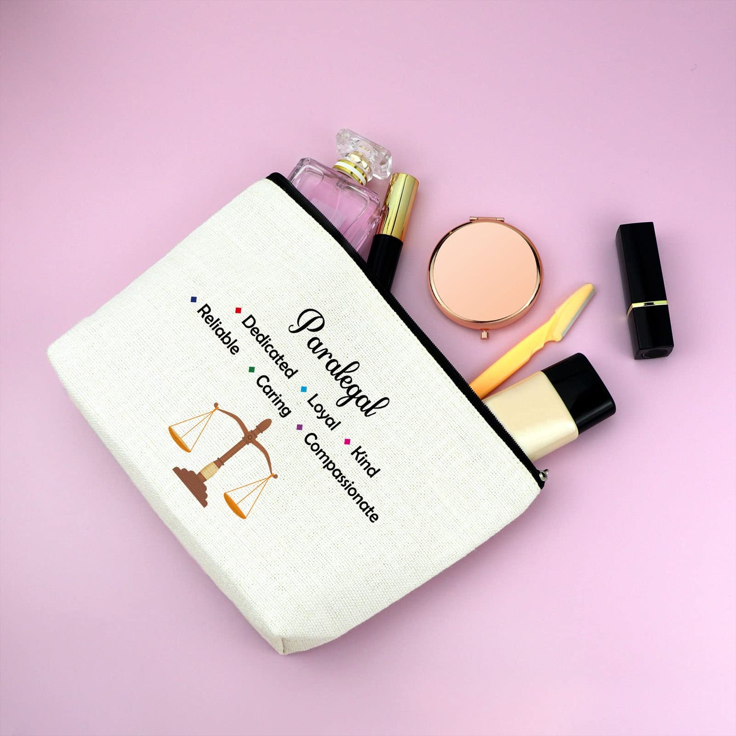 Mxrymvu Paralegal Gifts for Women Makeup Bag Appreciation Gift for Paralegal Law Cosmetic Bag School Student Graduation Gifts Future Lawyer Gift Birthday Gift Idea for Paralegal Travel Makeup Pouch