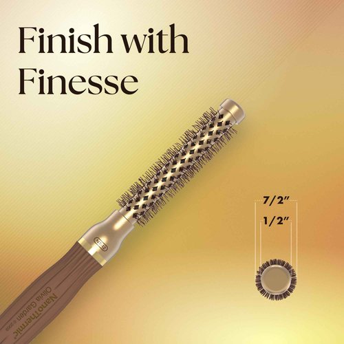 Olivia Garden NanoThermic Ceramic + Ion Round Thermal Hair Brush - Not Electrical - Professional Blowout Brush for Normal to Thick Hair - 1/2"-Diameter Barrel - NT-12