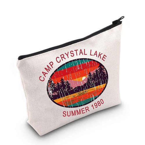 LEVLO 1980 Camp Crystal Lake Counselor Cosmetic Make Up Bag 80s Horror Movie Jason Voorhees Makeup Zipper Pouch Bag (Camp Crystal Lake)
