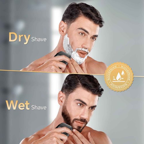 Electric Foil Shavers for Men: Mini Electric Razor for Beard/Face with 3 Floating Blades & LED Display, Cordless Face Shaver with IPX6 Waterproof Wet/Dry, USB-C Fast Chage & Travel Lock, Carbon Black