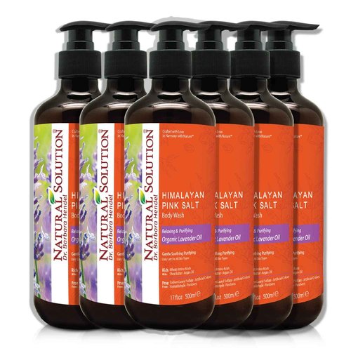 Natural Solution Body Wash, Made With Himalayan Pink Salt & Organic Lavender Oil, Purifying and Transforms The Even Driest Skin in Just One Shower, 17 fl oz (6 Count)