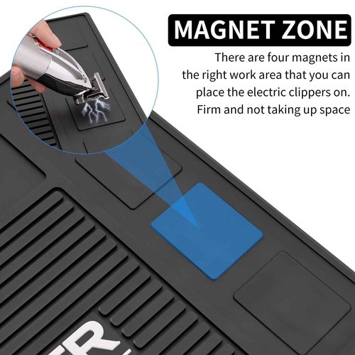 IEBARBER Magnetic Barber Mat for Station Barber Organizer Mat for Clipper Salon Station Tools with 4 Slots for Clippers Salon Barbershop Work Station Pads Anti Slip(4 Slots)