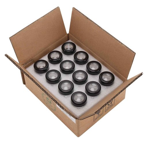 (12 Packs) Green Nexus 30g/30ml Glass Jars with Magnifying Lid for Lip Balm, Lotion, Oil, Cream, Makeup, Cosmetics - Ideal for Retail Display and Samples