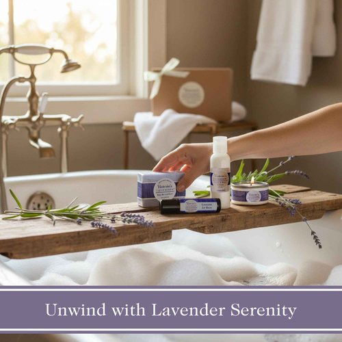 Victoria's Lavender Gift Set - Handmade Soap, Hand & Body Lotion, Lip Balm, Body Candle Luxury Lavender Products, Ideal Pamper Gifts for Women & Spa Gift - Made in the USA Lavender Set
