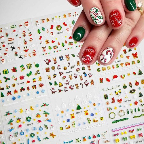 90 Sheets Nail Stickers for Nail Art, Halloween Nail Art Stickers 3D Self-Adhesive Christmas Nail Decals for Nails Design, Snowflake Nail Decoration Holiday Nail Accessories for Women Girls