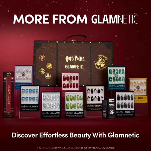 Glamnetic Press On Nails x Harry Potter™ - Dementor™ | Medium Almond Fake Nails with Smoky Black Gradient Tips, Salon Quality, Officially Licensed | 15 Sizes - 30 Nail Kit with Glue