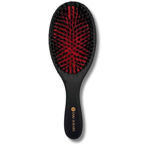 Premium Nylon & Boar Bristle Brush for All Hair Types – Effortless Detangling, No Pulling or Breakage – Smooths, Softens, and Enhances Texture While Stimulating Scalp Health (Black)