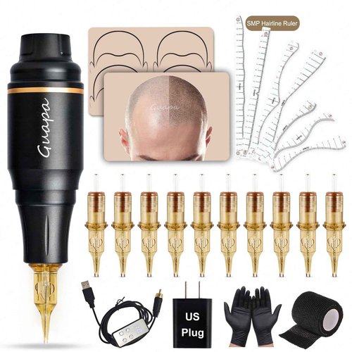 Professional Scalp Micropigmentation Machine Kit – Adjustable SMP Hair Tattoo Device for Hairline Restoration, Density Filling & Permanent Makeup (SMP Practice Machine Kit)