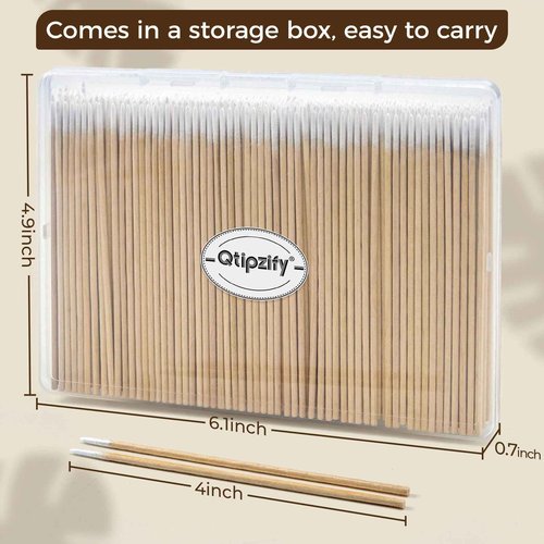 400 PCS Pointed Cotton Swabs in Storage Case - 4" Precision Microblading Cotton Tipped Applicators - Mini Swab Sticks for Makeup, Cosmetic, Eyebrow, Nail, Tattoo Permanent Supplies