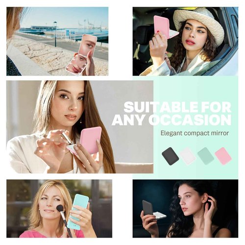 HOHOM Mini Travel Compact Mirror, 1X/3X Magnifying LED Pocket Travel Makeup Mirror for Women with Light for Purse, Double-Sided, Portable Folding Handheld, Small Lighted Mirrors for Girl