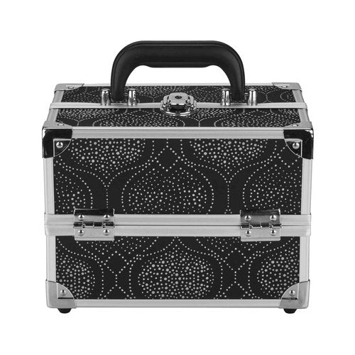 Conair Makeup Beauty Case, Cosmetic Case, with Expandable Shelves and Locking Latch, in Black Print, London SOHO New York for Conair