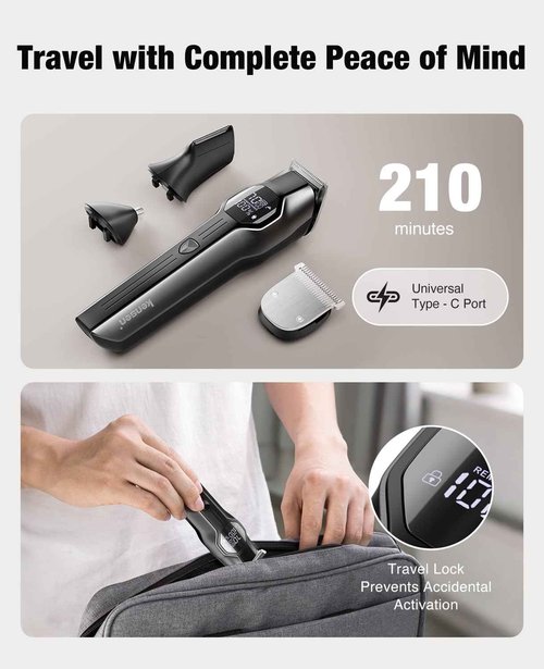 kensen Beard Trimmer for Men - 14 Piece Professional Mens Grooming Kit, Multi Groomer for Beard face Nose Ear Hair Trimmer Hair Cutting kit IPX7 Wet & Dry Use 210 Mins Shaving Gifts for Him & Father