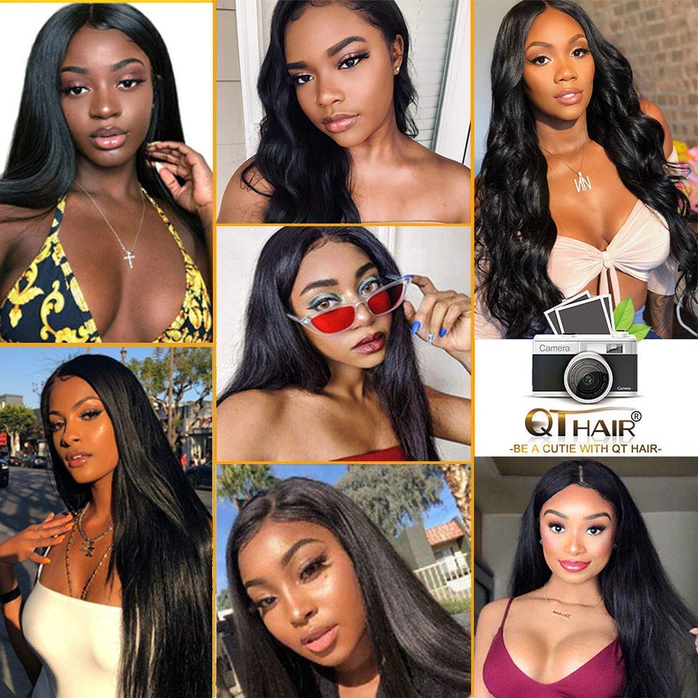 QTHAIR 14a Brazilian Straight Human Hair Transparent HD Lace Frontal (16" 13x4 Lace Frontal) 13x4 Ear to Ear Lace Frontal Straight Frontal Pre Plucked Natural Hairline Baby Hair