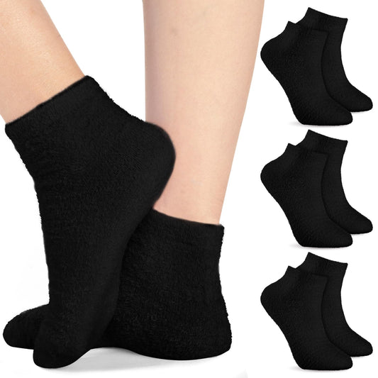 3 Pairs Aloe Socks Moisturizing Spa Socks Infused Socks Gel Sleeping Fuzzy Socks Dry Feet Socks Non Slip Lotion Socks for Women Men Repairing Softening Dry Cracked Feet (Black)