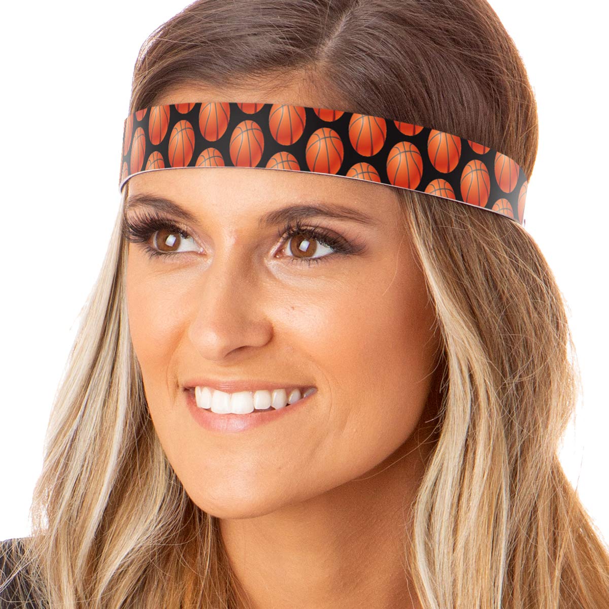 Hipsy Adjustable No Slip I Love Basketball Headbands for Women Girls & Teens (Black Basketball Team 10pk)