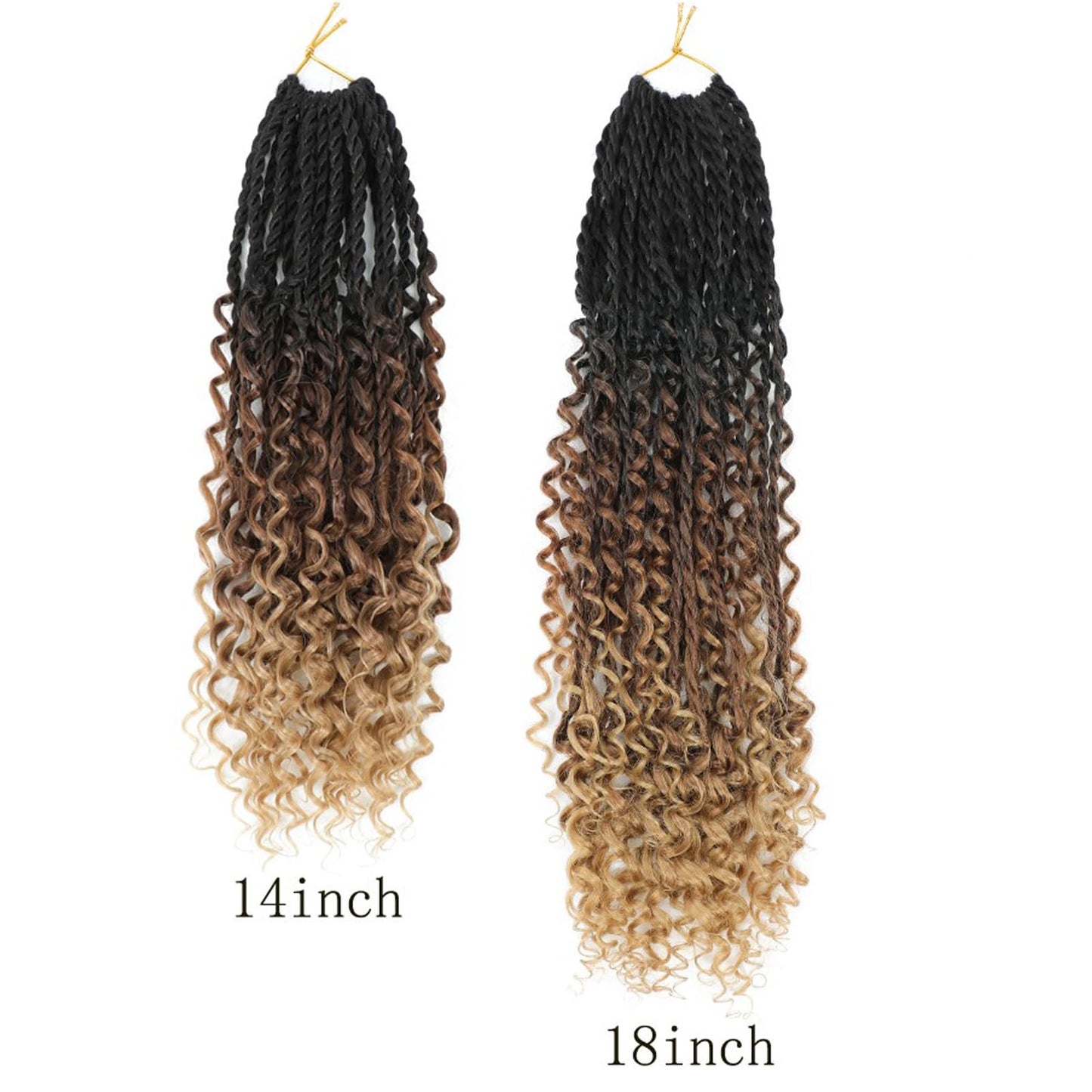 Goddess Twist Braids Crochet Hair With Curly Ends Senegalese Twist Braids Crochet Braids 6 Packs black brown light brown Crochet Braids Synthetic Braiding Hair Extension for Black Women (18inch, 53#)