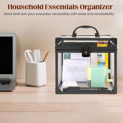 Donghome Crown Box 7.9 x 6.7 x 7.5inch, Clear Acrylic Makeup box, Makeup Organizer, Large Capacity Transparent Display Case for Vanity,Bathroom Counter or Dresser