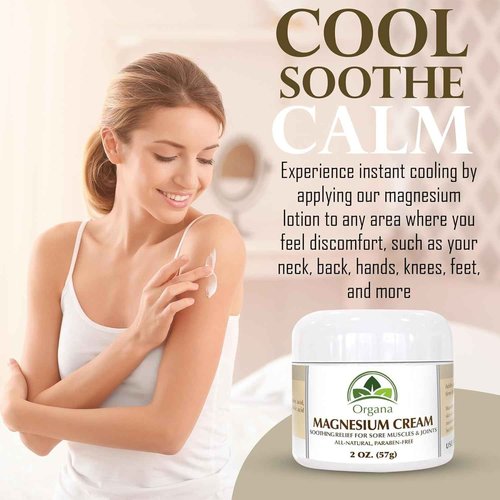 Organa Magnesium Cream - Fast-Absorbing Magnesium Lotion for Sleep - Topical Magnesium Lotion for Soothing & Instant Relief - Fast Absorbing and Fast Acting Foot Cream - Magnesium Butter